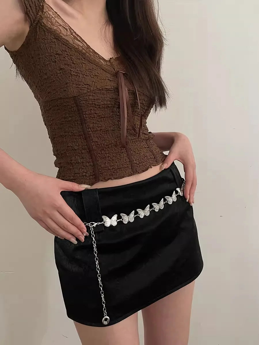 Butterfly Chatelaine Accessories Niche Design Feeling Chatelaine Metal Belt Chain Korean Version JK Uniform Accessories Ins Tren