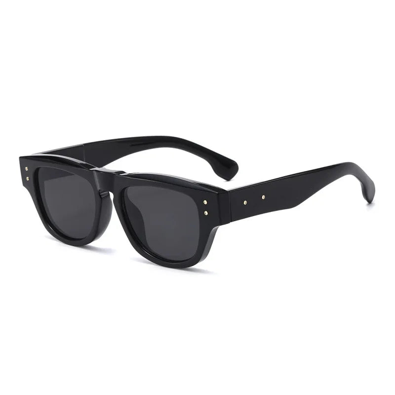 JNPCXI Ins Popular Fashion Cat Eye Sunglasses Women Retro Rivets Clear Gradient Shades UV400 Men Trending Sun Glasses