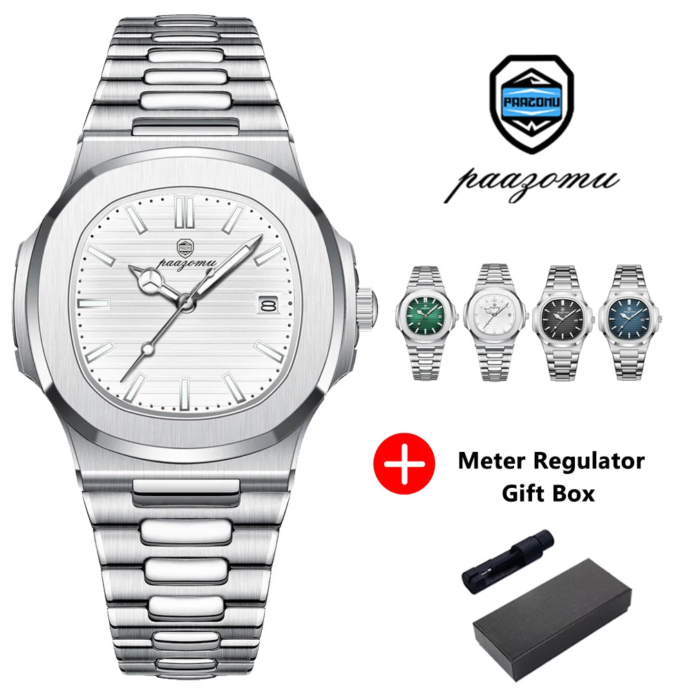 Rose Gold Blue Luxury Diver Watch Men 30ATM Date Watches Quartz Wristwatch