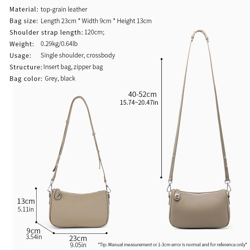 New Women's Fashion Genuine Leather Crossbody Bag Lightweight Shoulder Bag Daily Messenger Bag For Ladies Casual Commuter Gift