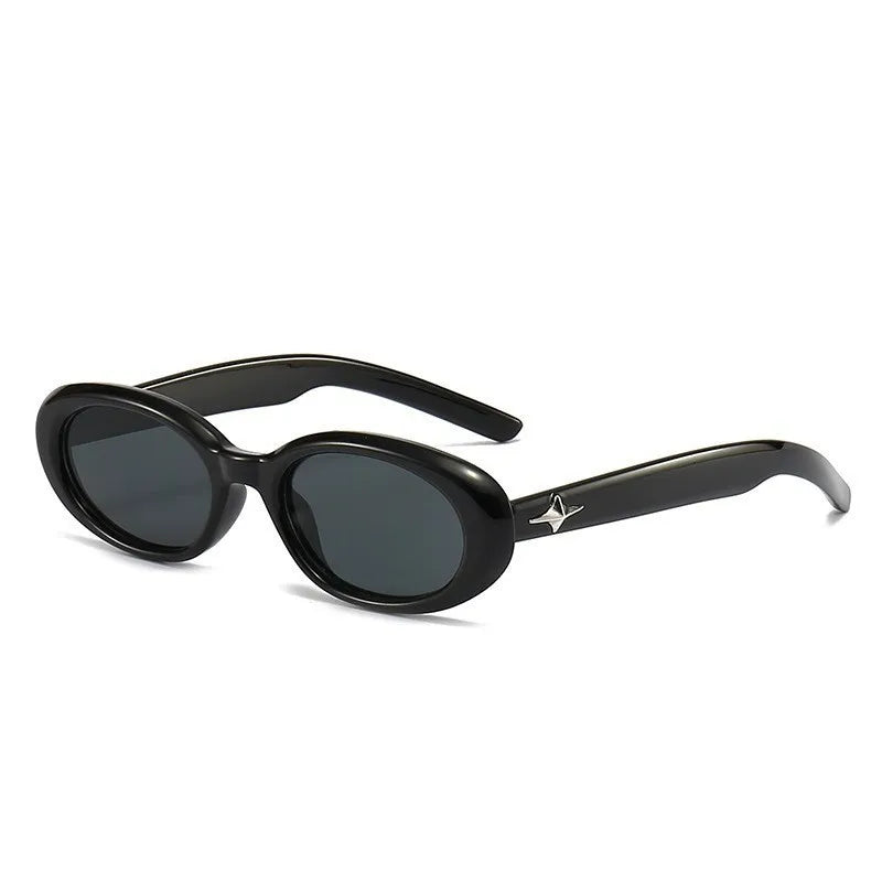 2PCS New Oval Sunglasses Women Vintage Brand Retro Black White Sun Glasses Classic Shades Female UV400