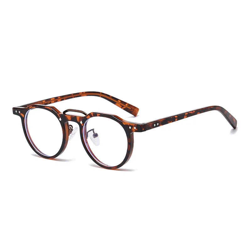 JNPCXI New Round Sunglasses Women Rivets Punk Gray Shades UV400 Fashion Men Clear Anti Blue Light Glasses Frame