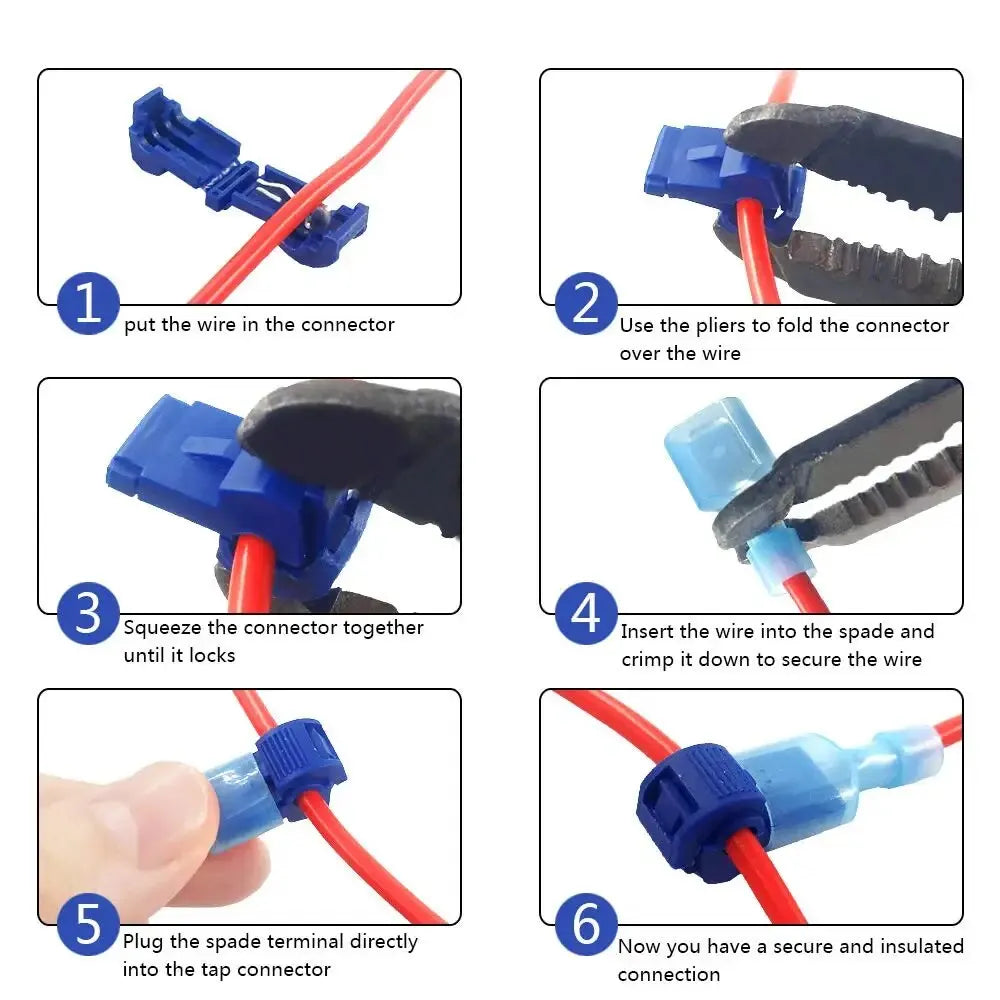 100pcs/50pairs T-Tap Wire Connectors, T Tap Electrical Connectors Quick Wire Splice Taps and Insulated Male Quick Disconnect