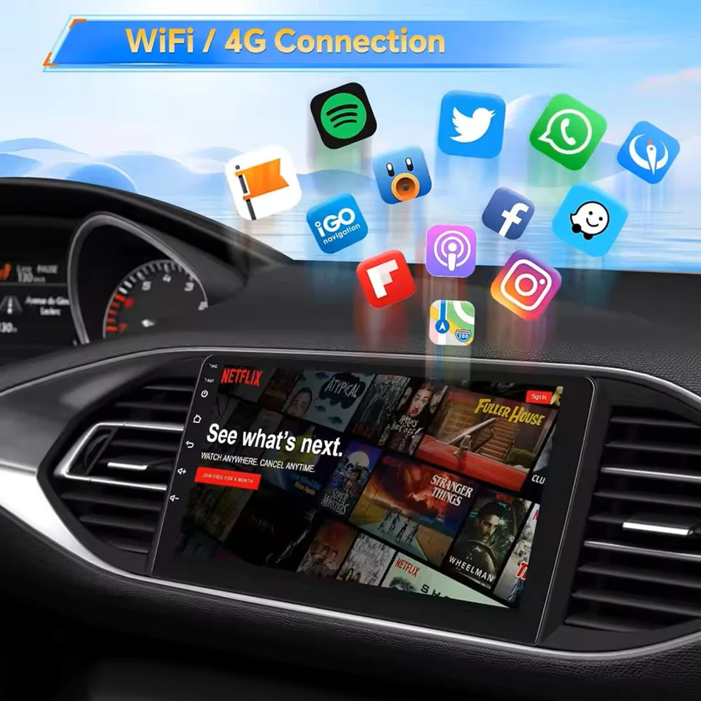 For Ford Mustang 2010 2011 2012 2013 2014 Android 16 GPS WIFI 4G Carplay&Auto Car Radio Navigation QLED Multimedia Stereo Player