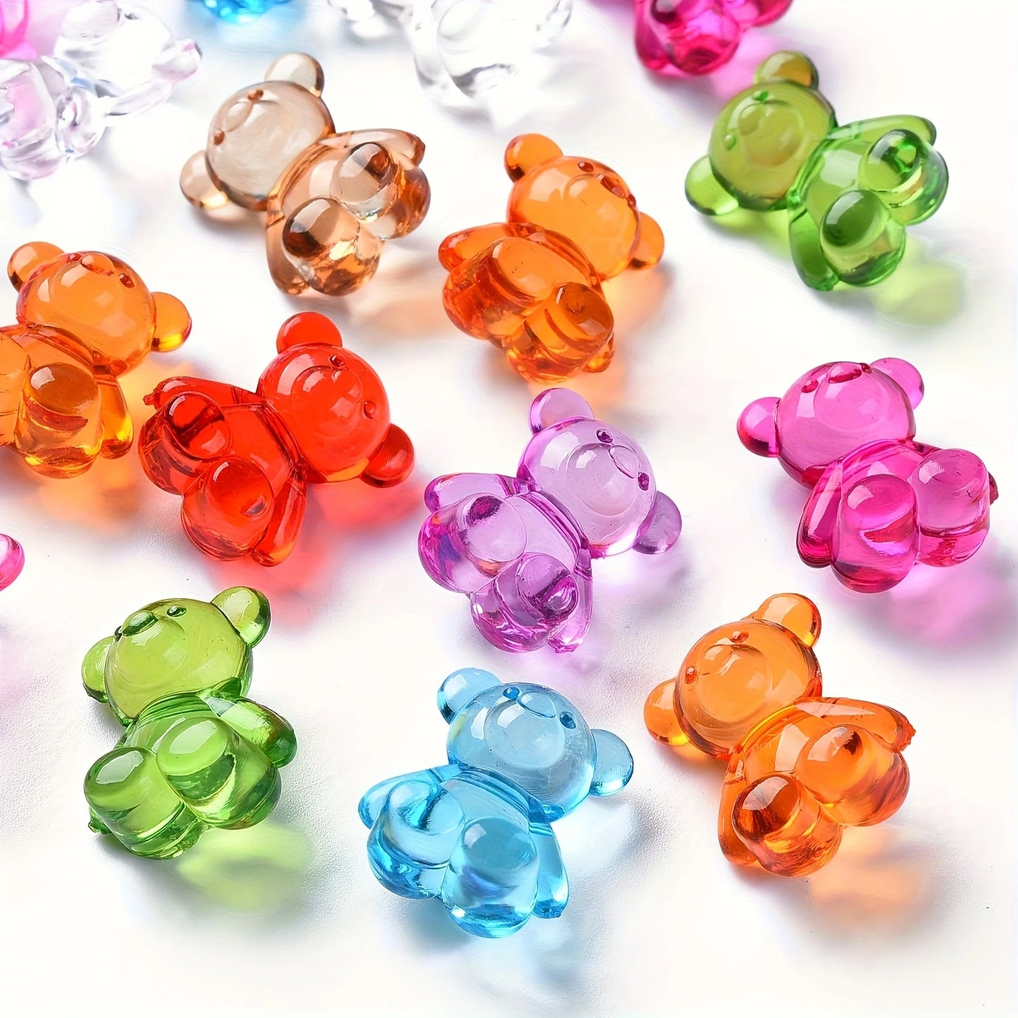 30pcs Random Mix Transparent Colorful Bear Beads for Jewelry Making DIY Necklace Bracelet Key Chain Earrings Accessories
