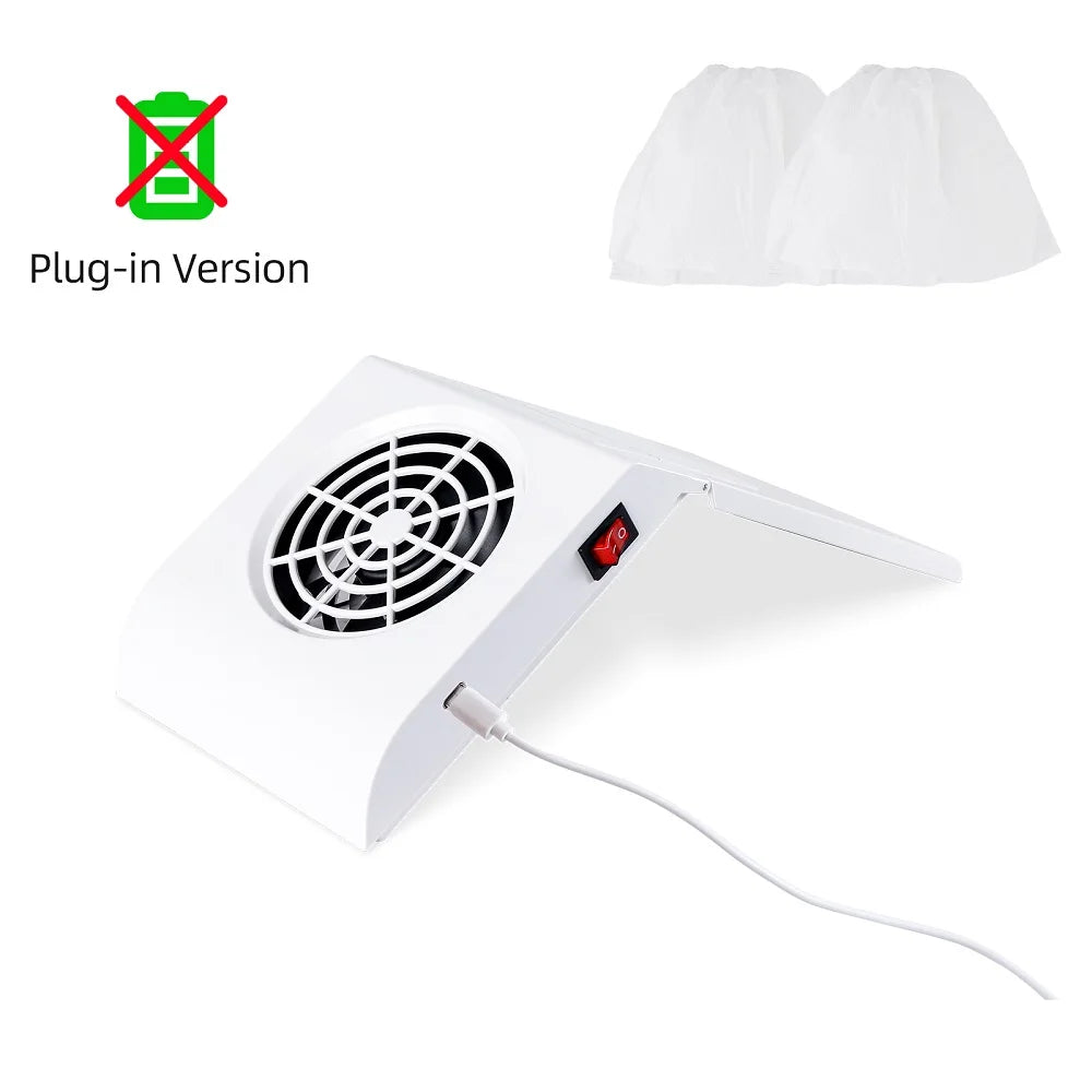 Wireless Nail Dust Collector Foldable Nail Dust Extractor Mini Rechargeable Nail Vacuum Cleaner Fan Nail Art Manicure Machine