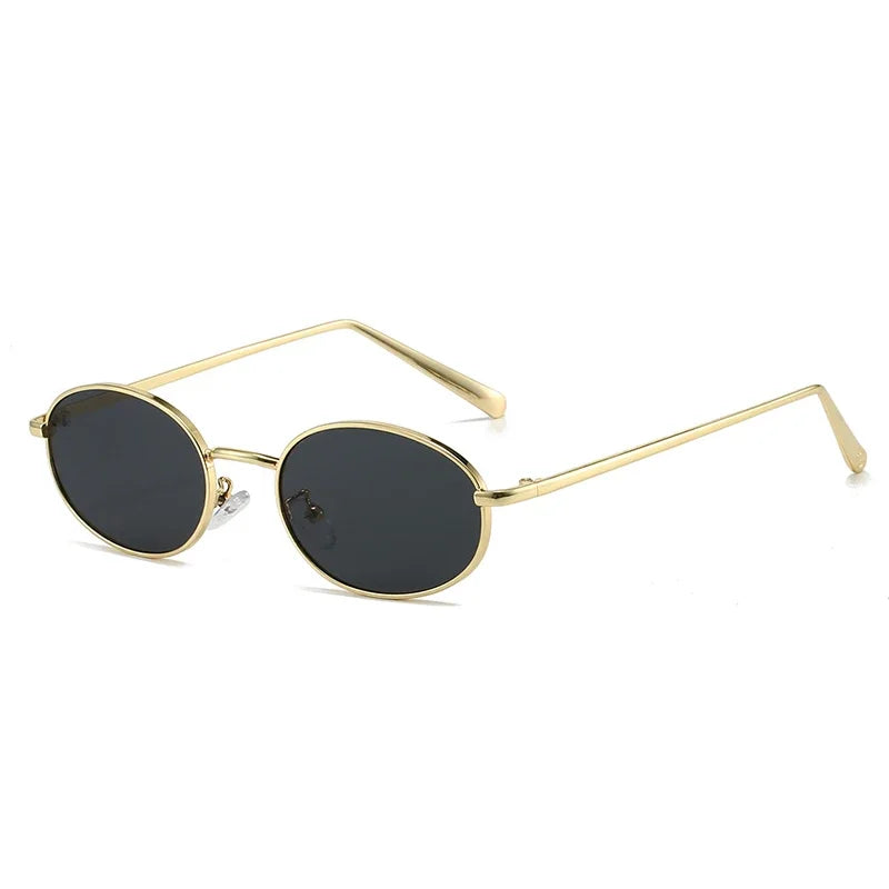 JNPCXI New Retro Small Oval Metal Frame Women Sunglasses UV400 Men Punk Sun Glasses