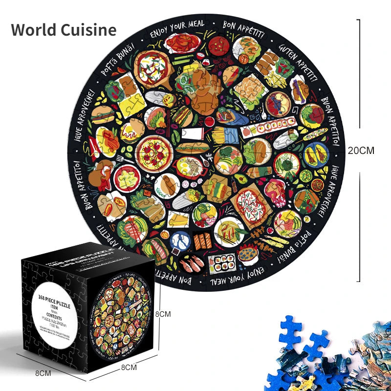 20*20cm 168 Pieces of Thickened Blue Cardboard New Mini Round Puzzle Ornament Adult Children's Toy Educational Toys