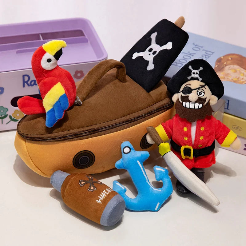 Cute Pretend Play Plush Toy Set My Little Policeman Chef Detective Firefighter Doctor Pirate Role-Play Intresting Toys Gift