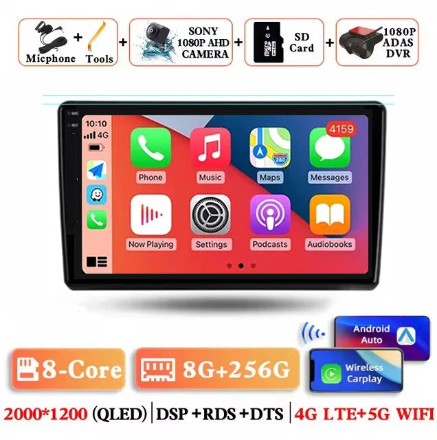 Universal 9" Car Radio for Nissan Honda Toyota Lada Volkswagen Hyundai Android 15 Wireless Carplay Multimedia Player Stereo GPS