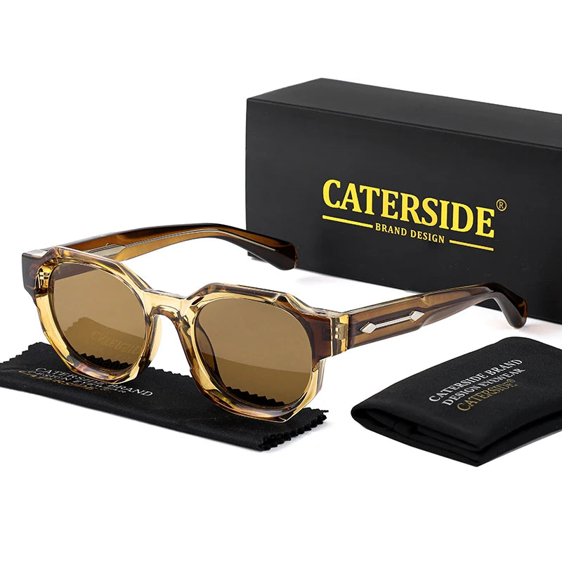 CATERSIDE Retro Punk Square Sunglasses Men Vintage Thick Frame High-Quality Women's Sun Glasses Party and Holiday Travel Eyewear