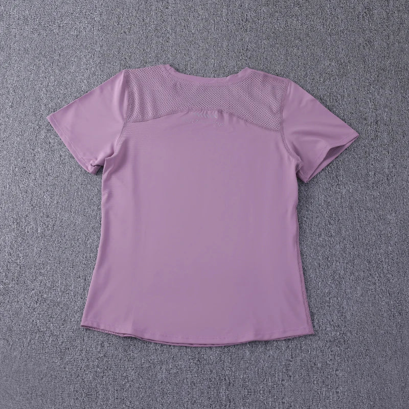 2024 Sexy Sports Top Female Tight-Fitting Mesh Yoga Wear Quick-Drying T-Shirt Fitness Yoga Tops