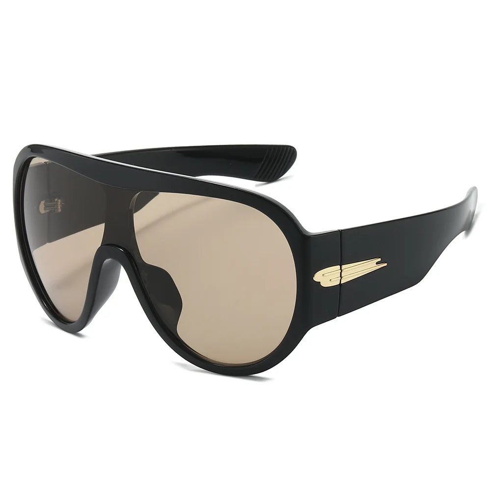 JNPCXI Oversized One-Piece Shield Sunglasses Women Luxury Brand Flat Top Windproof Sun Glasses Ladies Y2K Punk Goggle Shades