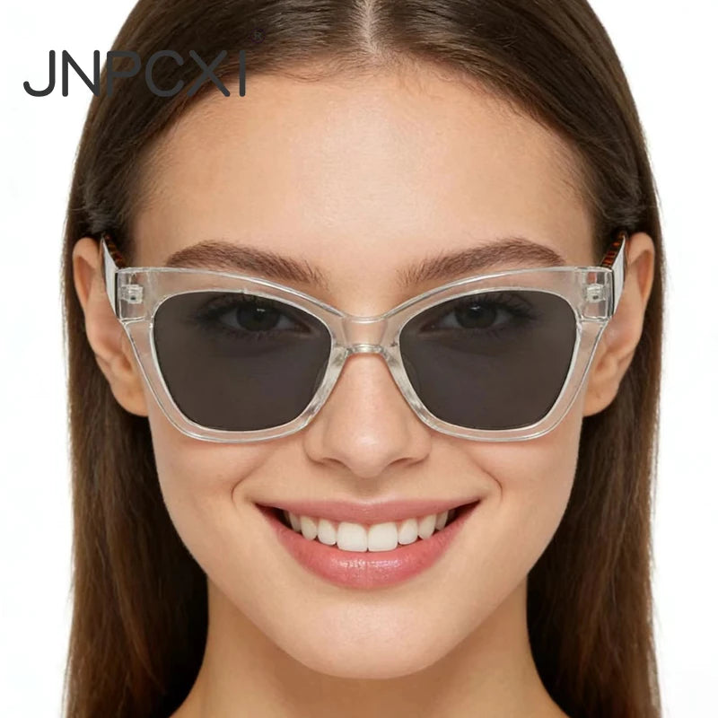 JNPCXI Retro Cat Eye Women Sunglasses Fashion Transparent Shades UV400 Men Trending Sun Glasses