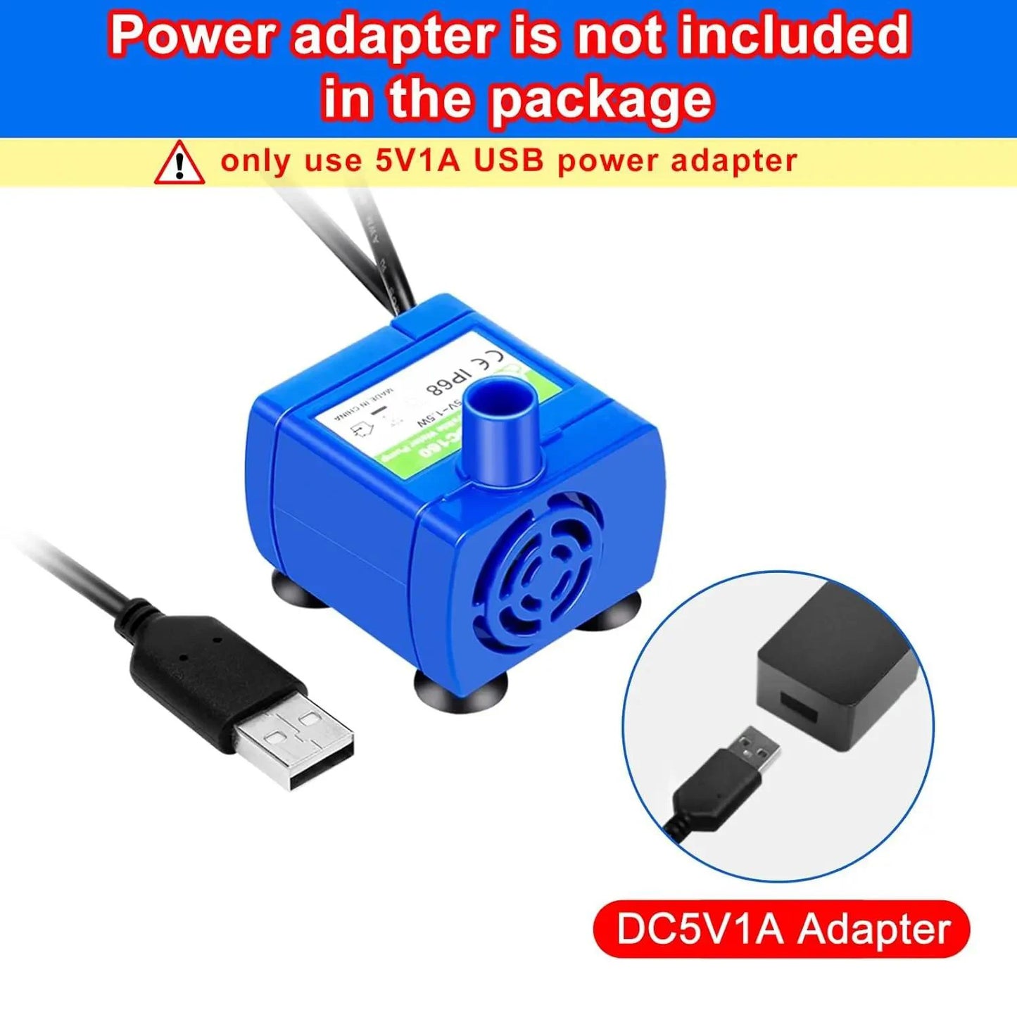 Water Pump Pet Cat Fountain Pump LED Light - Replacement Motor Water Dispenser