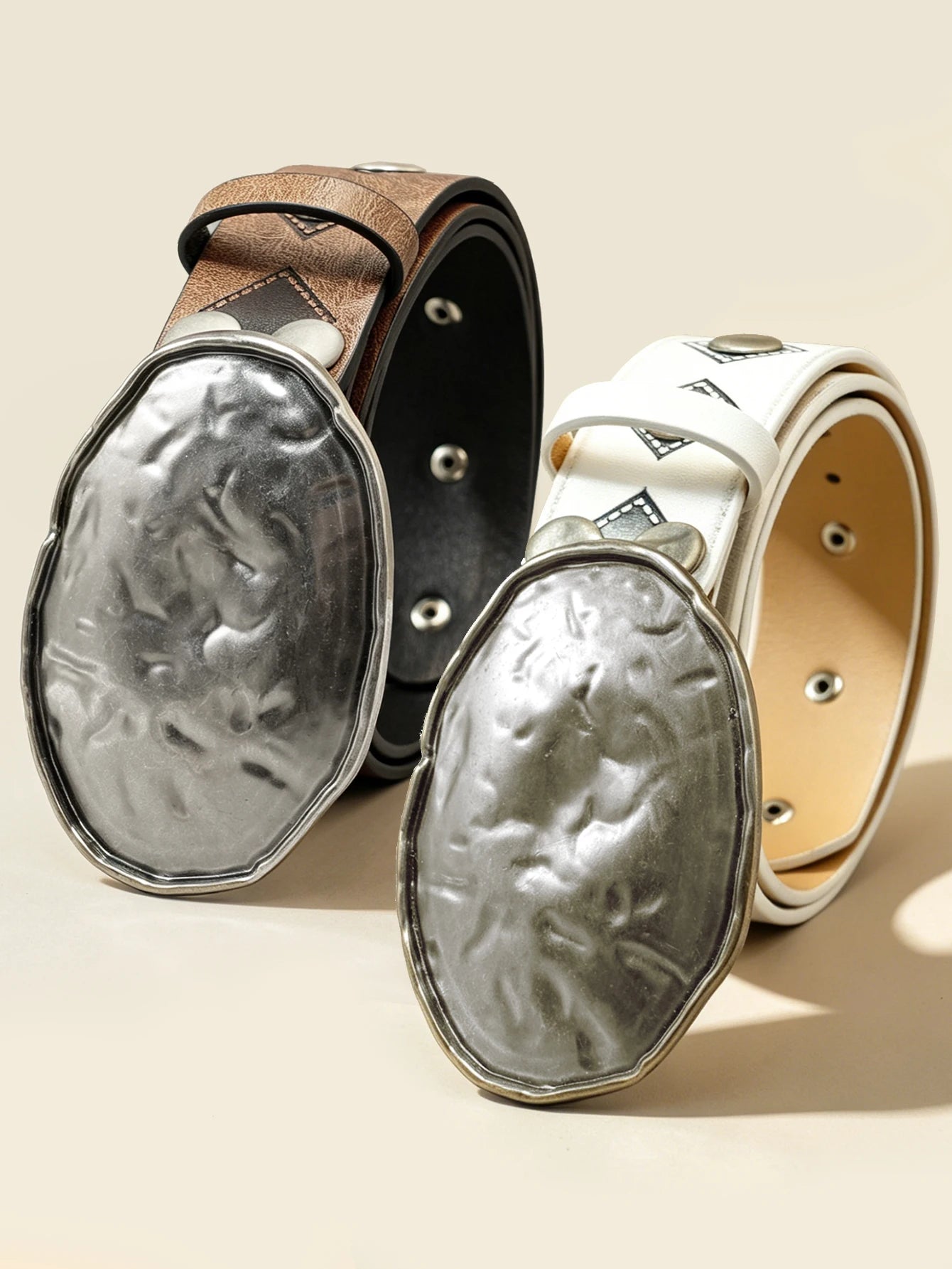 Handmade Distressed Hammered Belt, Vintage Rivet Embossed Western Style Unisex Waistband