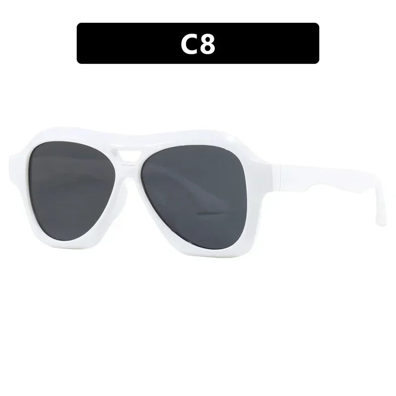 JNPCXI Fashion Oversized Double Bridges Pilot Sunglasses Women Retro Jelly Color Shades UV400 Men Trending Punk Sun Glasses
