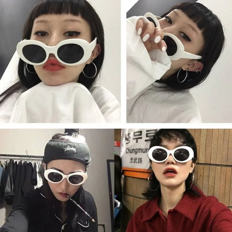 Women Oval Goggle Kurt Cobain Fashion Korean Sunglasses