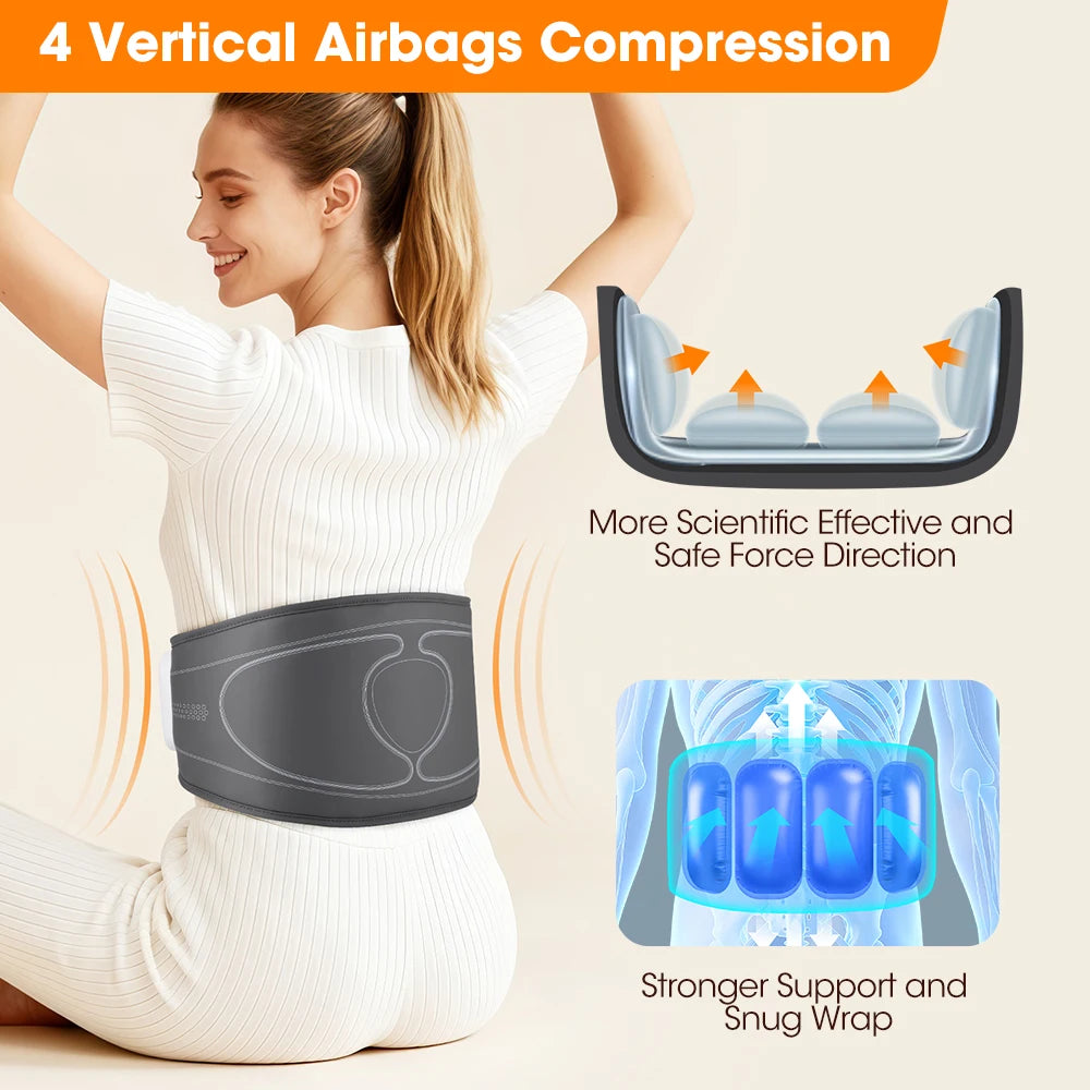 Cordless Airbag Heated Waist Belt Lower Back Lumbar Support Heating Pad 4 Heating Massage Brace Abdomen Warm Menstrual Care Wrap