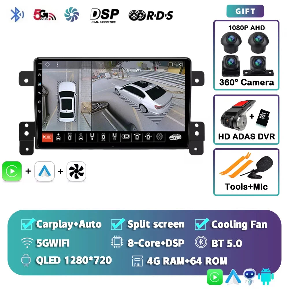 Android 15 Car Radio For Suzuki Grand Vitara 3 2005-2015 Wireless CarPlay Android Auto Multimedia Player GPS 4G WiFi Autoradio 2