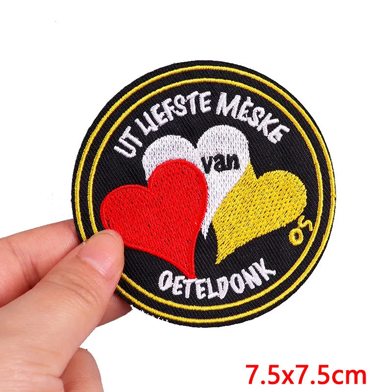 Netherland Oeteldonk Emblem Embroidery Patch Iron On Patches For Clothes DIY Star Heart Carnival For Netherland Embroidery Patch