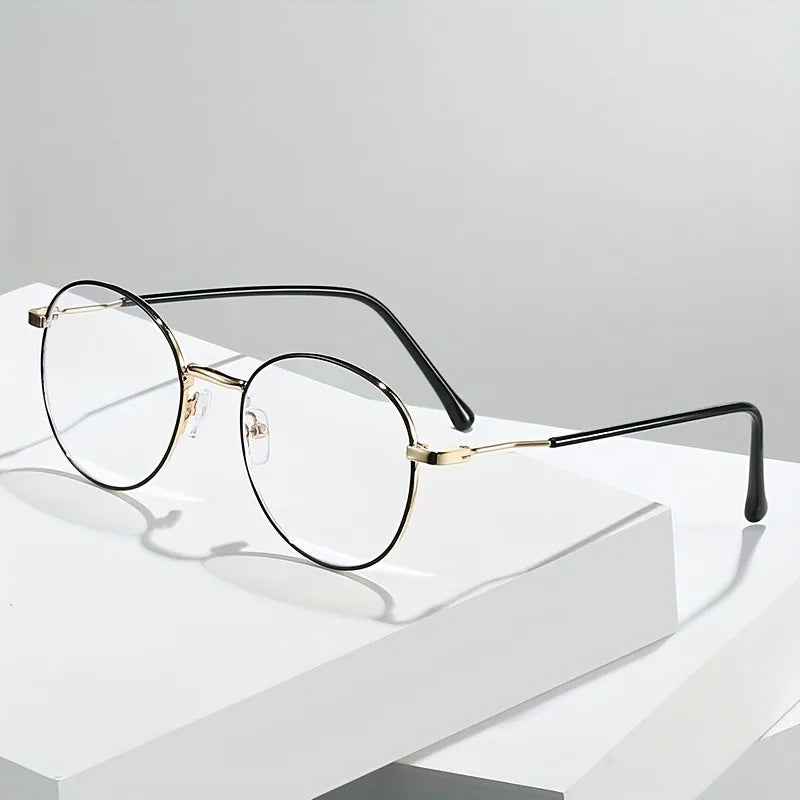 1pc Minimalist Round Golden Frame Fashion Glasses for Men Women Clear Lens Eyewear with Sleek Design Perfect for Daily Wear