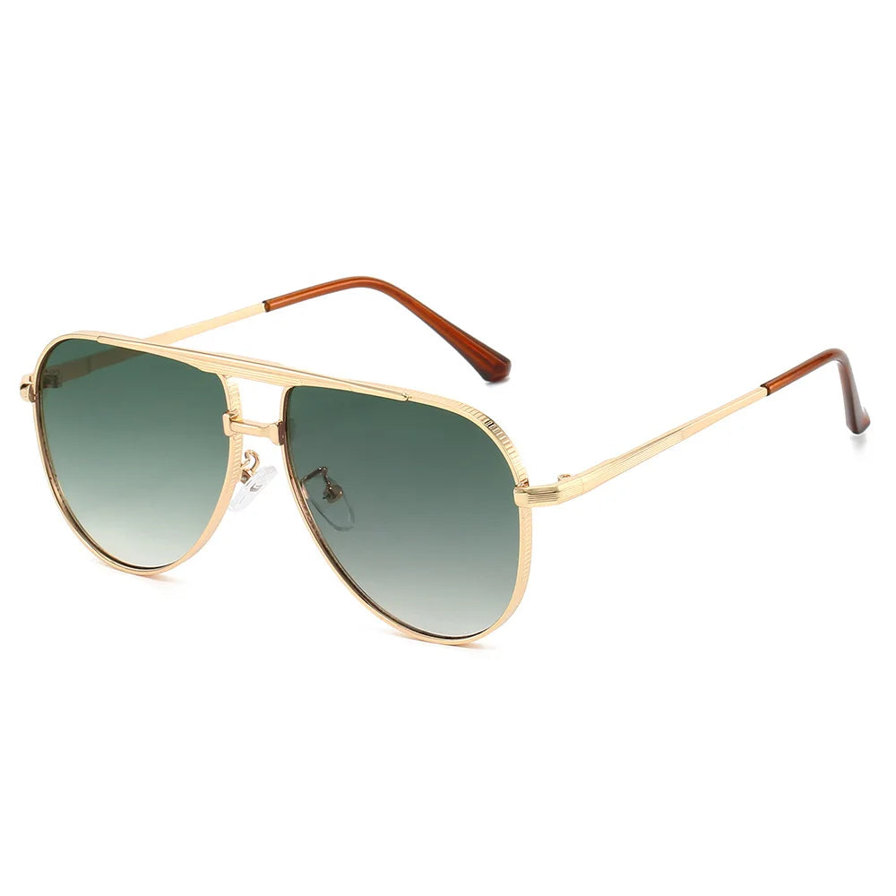 JNPCXI New Retro Metal Double Bridges Pilot Women Sunglasses Fashion Quality Gradient Men Shades UV400 Sun Glasses