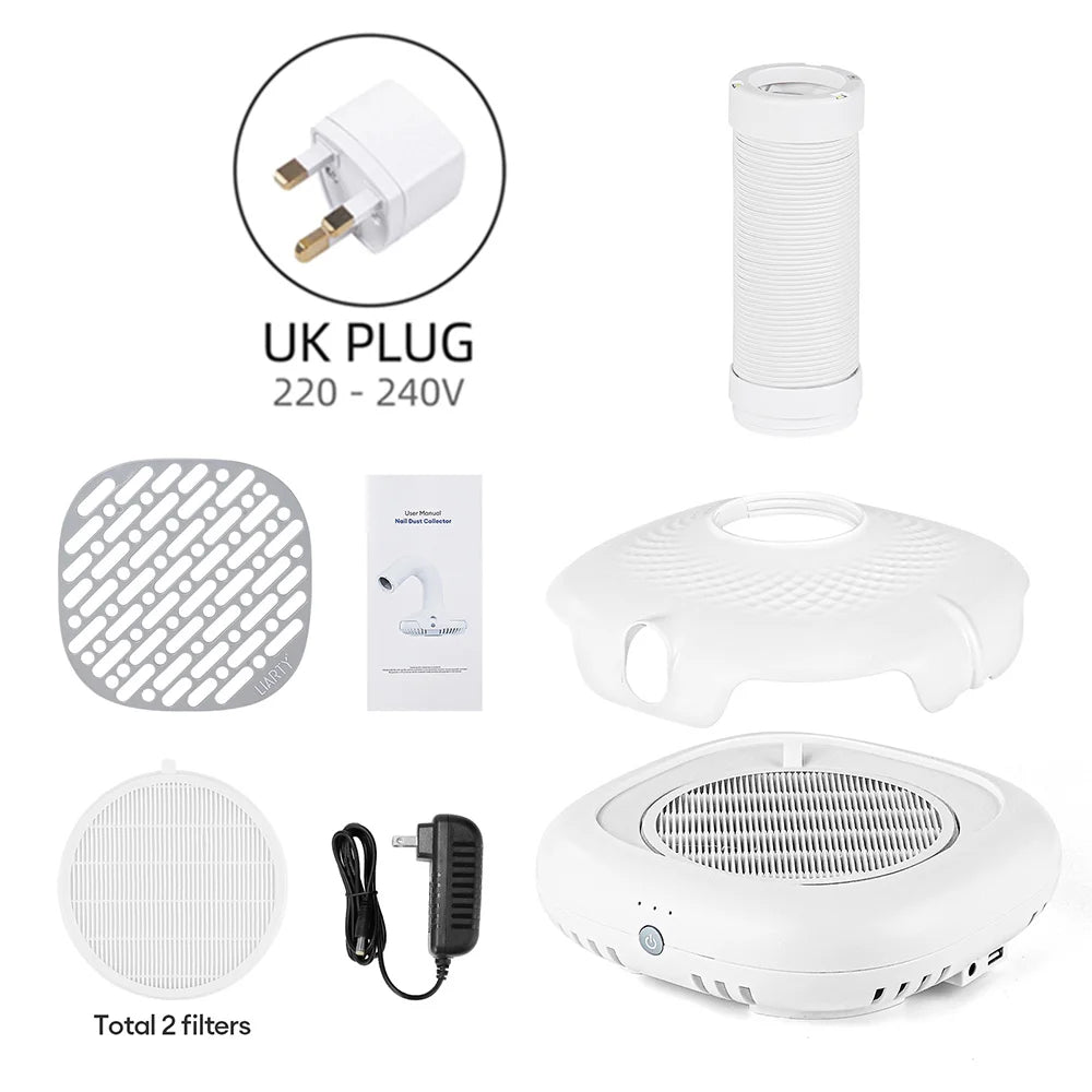 130W Brushless Double Use Nail Dust Extractor With Tube Elbow Nail Dust Collector Nail Art Manicure Powerful Vacuum Cleaner