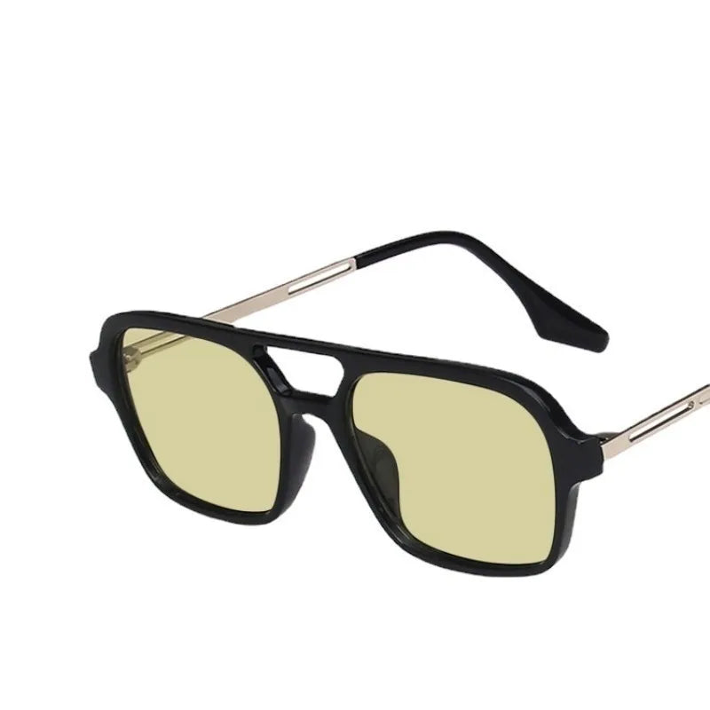 European American Trendy Vintage Double Beam Men Women Sunglasses Ocean Piece Unique Large Frame