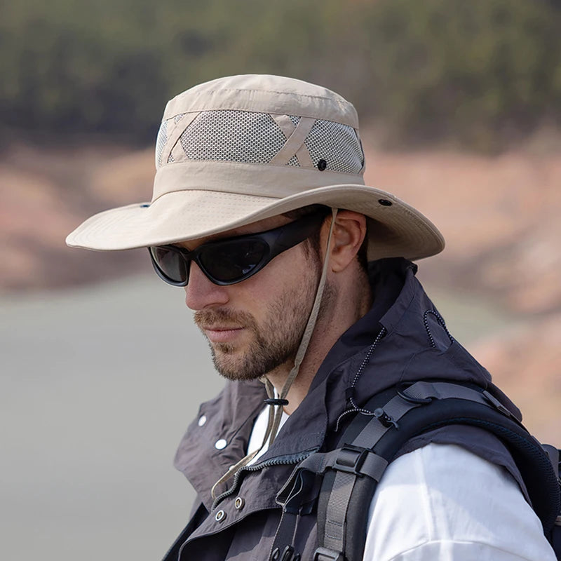 Xinbaoguan 100% Nylon Spring/Summer Big Eaves Breathable Sunshade Fisherman Hat Men's Sunscreen Sun Hat Fishing Hat