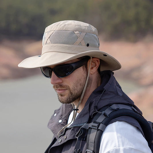 Xinbaoguan 100% Nylon Spring/Summer Big Eaves Breathable Sunshade Fisherman Hat Men's Sunscreen Sun Hat Fishing Hat