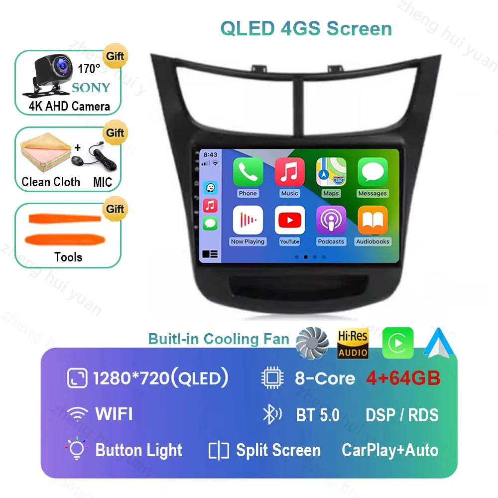 Android 16 CarPlay Auto Car Radio Multimedia navigation video Autoradio Stereo For Ch For Chevroletevrolet Sail Aveo 2015 - 2019