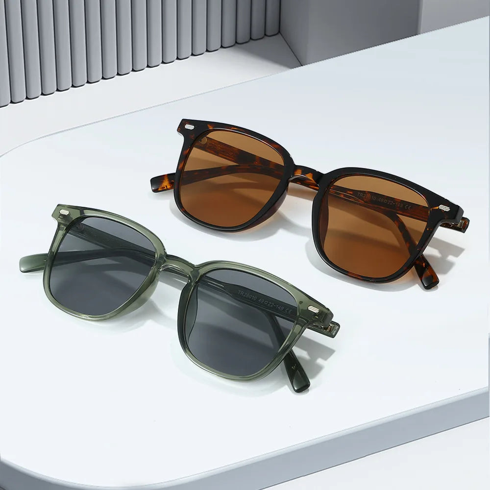 JNPCXI New TR90 Ins Popular Fashion Rectangle Sunglasses Women Retro Green Shades UV400 Men Trending Square Sun Glasses