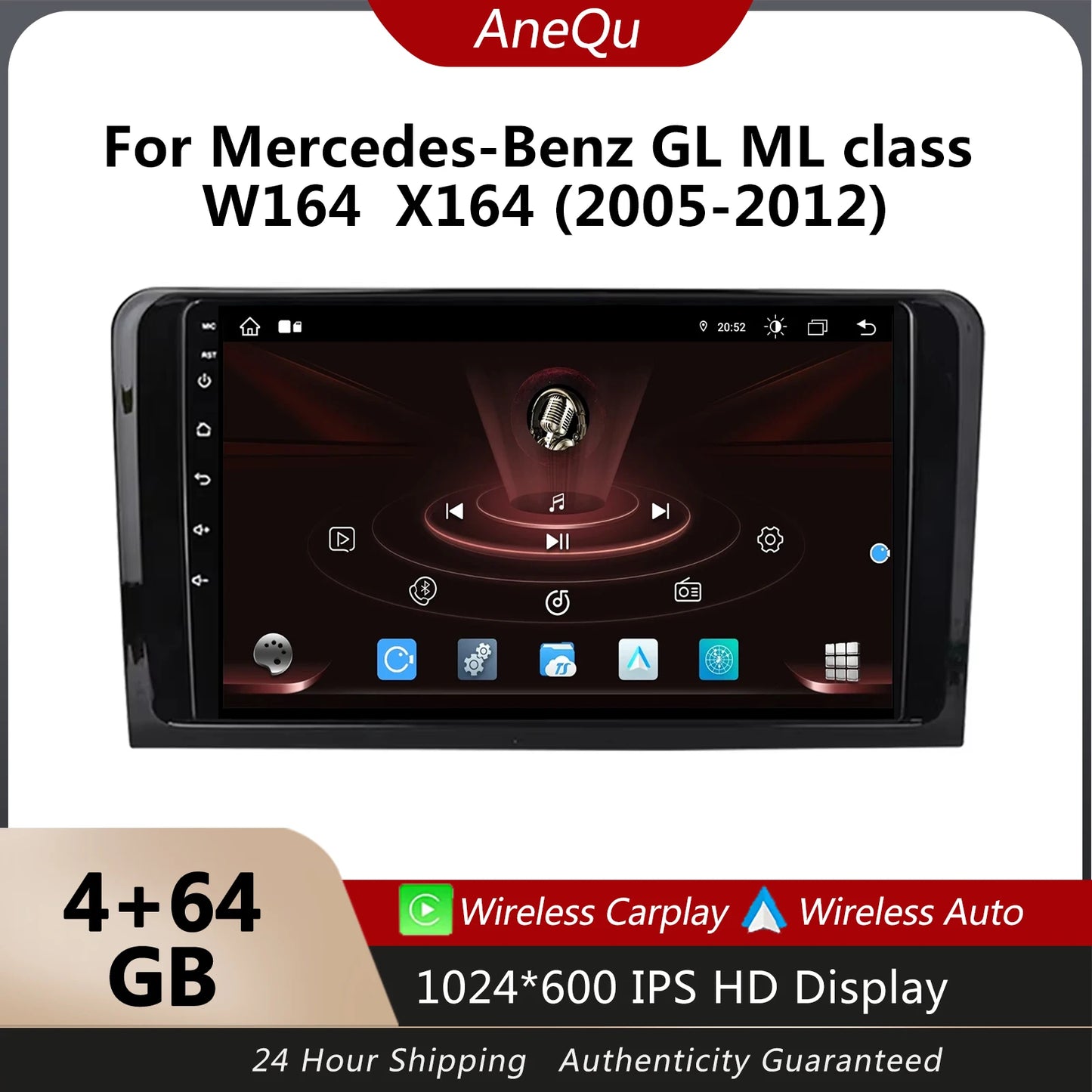 Carplay Auto Radio For Mercedes Benz ML GL W164 ML350 ML500 GL320 X164 GL350 Car Multimedia Player GPS Navigation