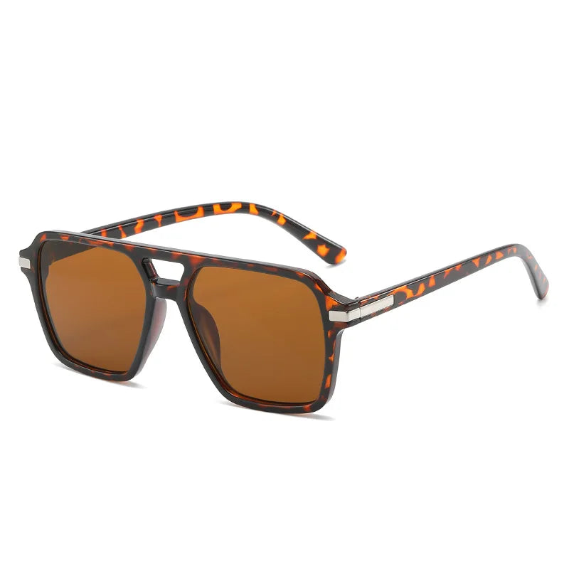 JNPCXI Vintage Double Bridges Square Sunglasses Men Gradient Lens Eyewear Shades Women Trending Sun Glasses UV400