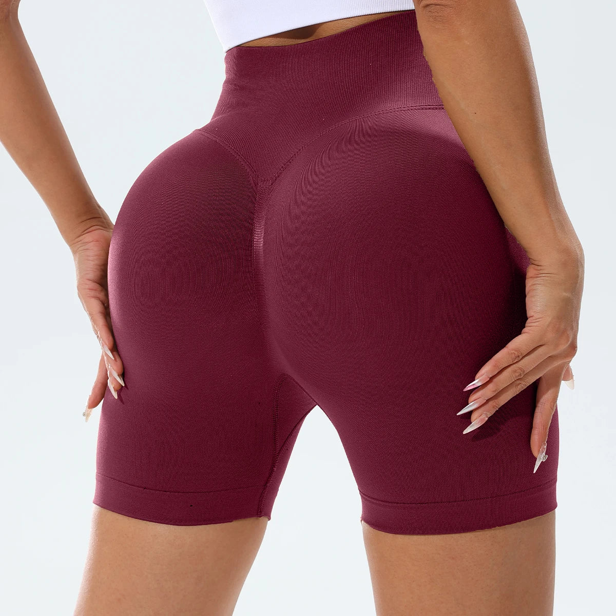 High-Stretch Nylon Yoga Shorts | 3D Butt-Lifting and Tummy-Tucking 3/4-Length Shorts | Running and Workout Pants