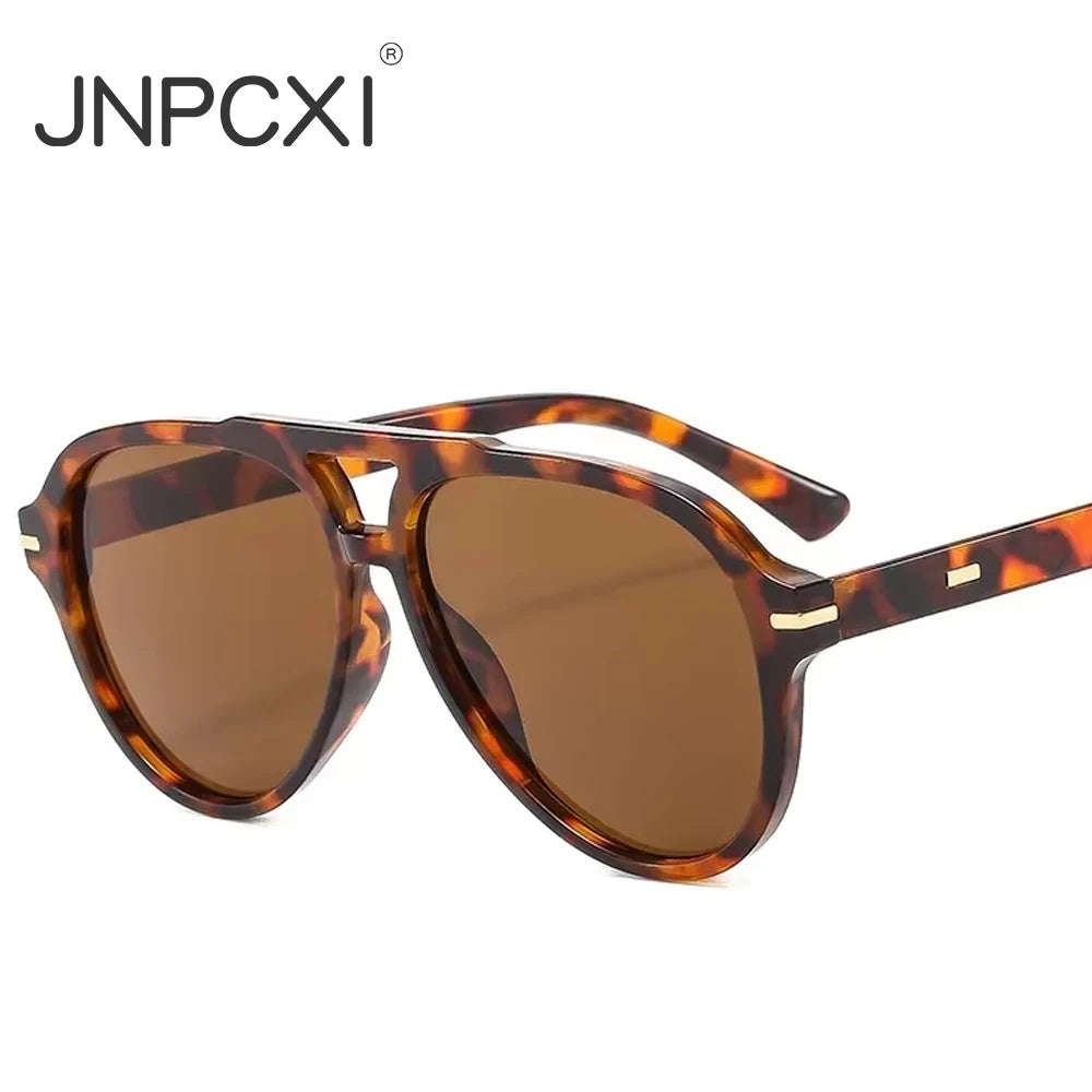 JNPCXI Square Pilot Shades Sunglasses Women Retro Red Vintage Double Bridge Sun Glasses Unisex Driving Eyewear