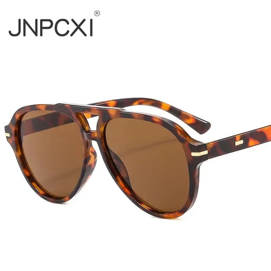 JNPCXI Square Pilot Shades Sunglasses Women Retro Red Vintage Double Bridge Sun Glasses Unisex Driving Eyewear