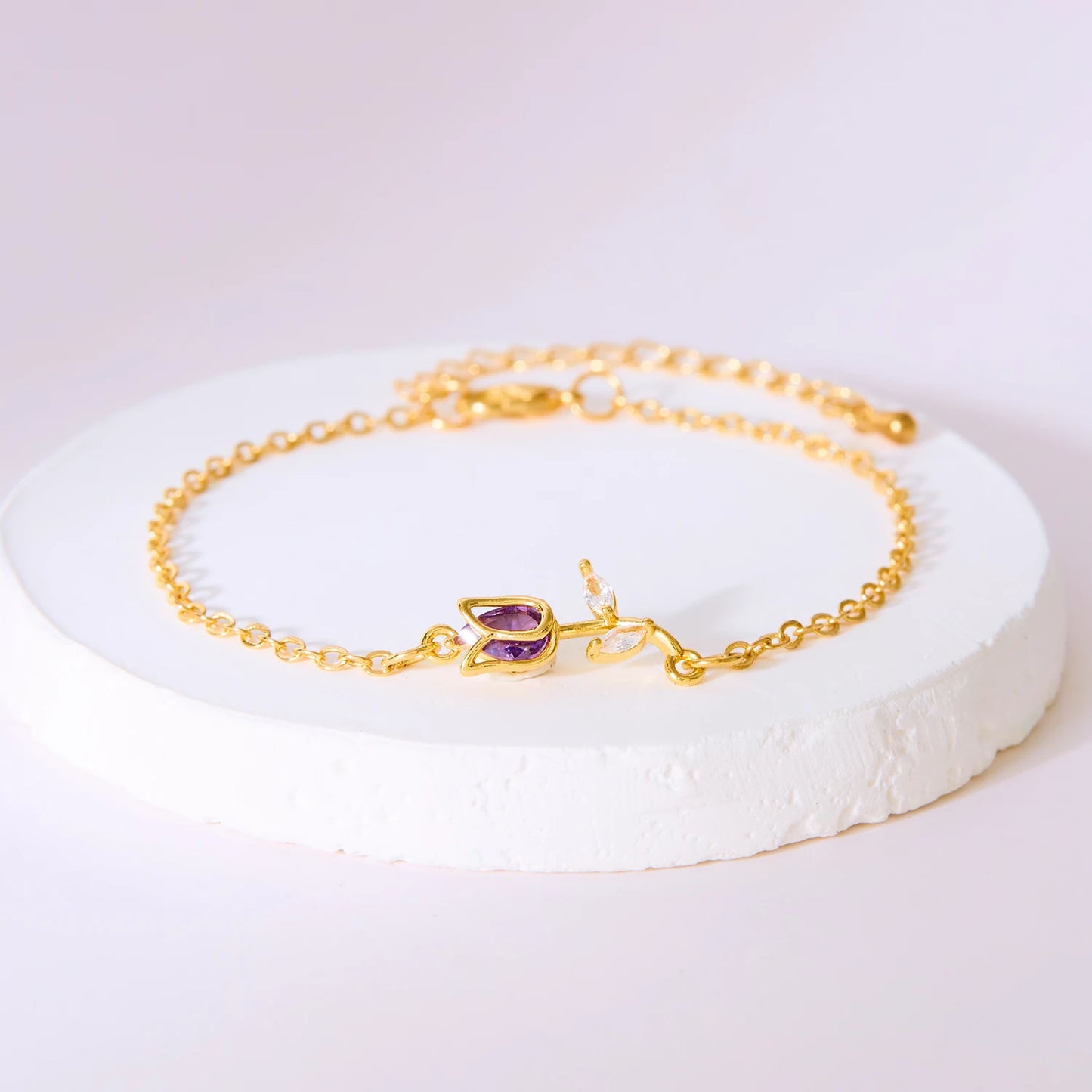 Exquisite Zircon Tulip Flower Pendant Necklace for Women Elegant Stainless Steel Clavicle Chain Fashion Party Jewelry Dropship