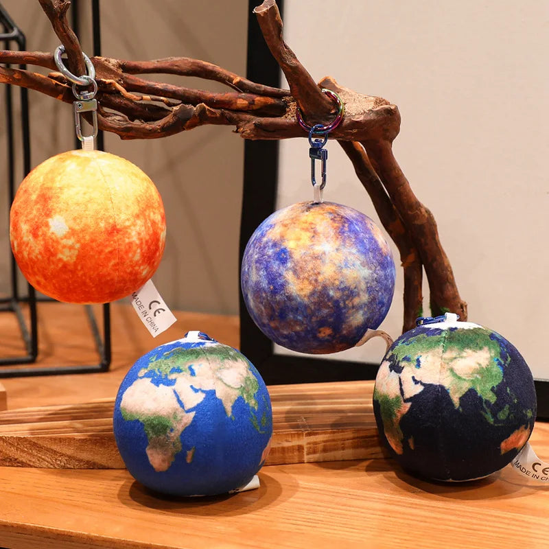7.5cm Space Planet Plush Toy Simulation Earth Sun Moon Venus Mars Saturn Pendant Keychain Astronomy Enthusiasts' Collection