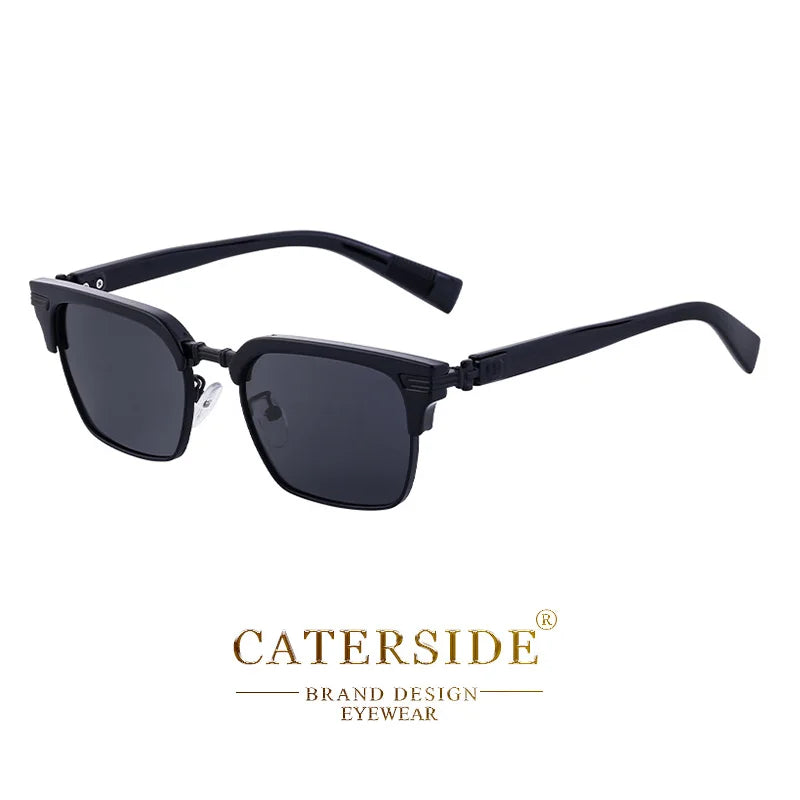 CATERSIDE Vintage Square Sunglasses Men Metal Half Frame Fashion Women Sun Glasses Travel Party Business UV400 Brand Eyewear