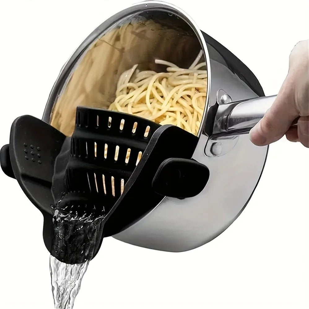 Silicone Pot Strainer, Adjustable Silicone Clip On Strainer For Pots Pans And Bowls Pot Drainer Colander With Clip Kitchen Tools