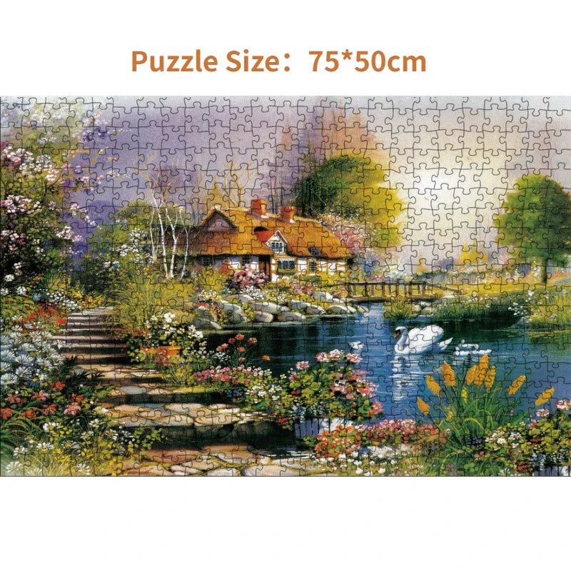 Adult Swan Lake Jigsaw Puzzle 1000 Pieces 75*50 Stress Relief Entertainment Toys Landscape Cartoon Paper Puzzles Christmas Gift