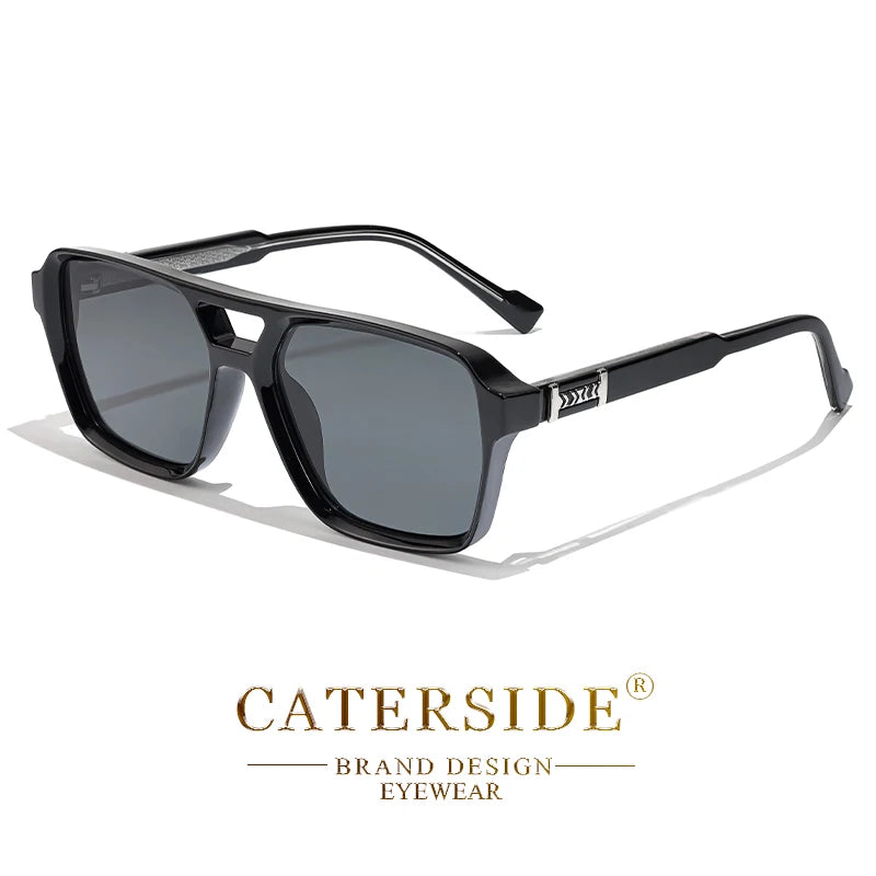 CATERSIDE Fashion Punk Sunglasses Men Square Frame Flat Top Double Bridge High Quality Sun Glasses Women Party Festival Gifts
