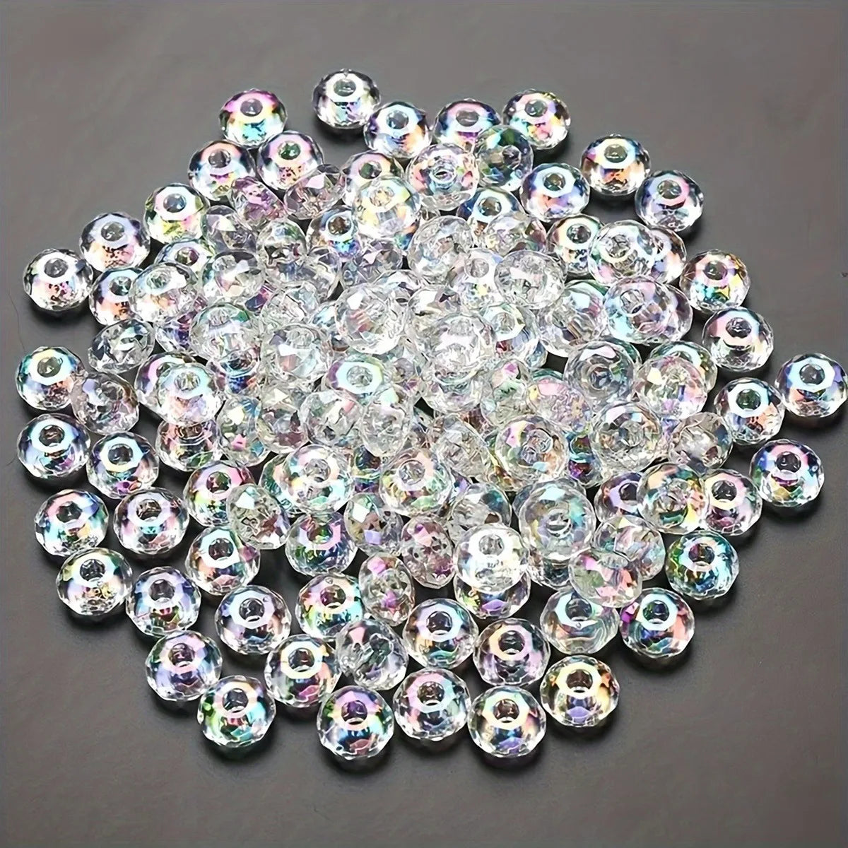 20pcs 15mm Faced Big Hole Wheel Transparent Beads for Jewelry Making DIY Necklace Bracelet Beaded Pen Accessories