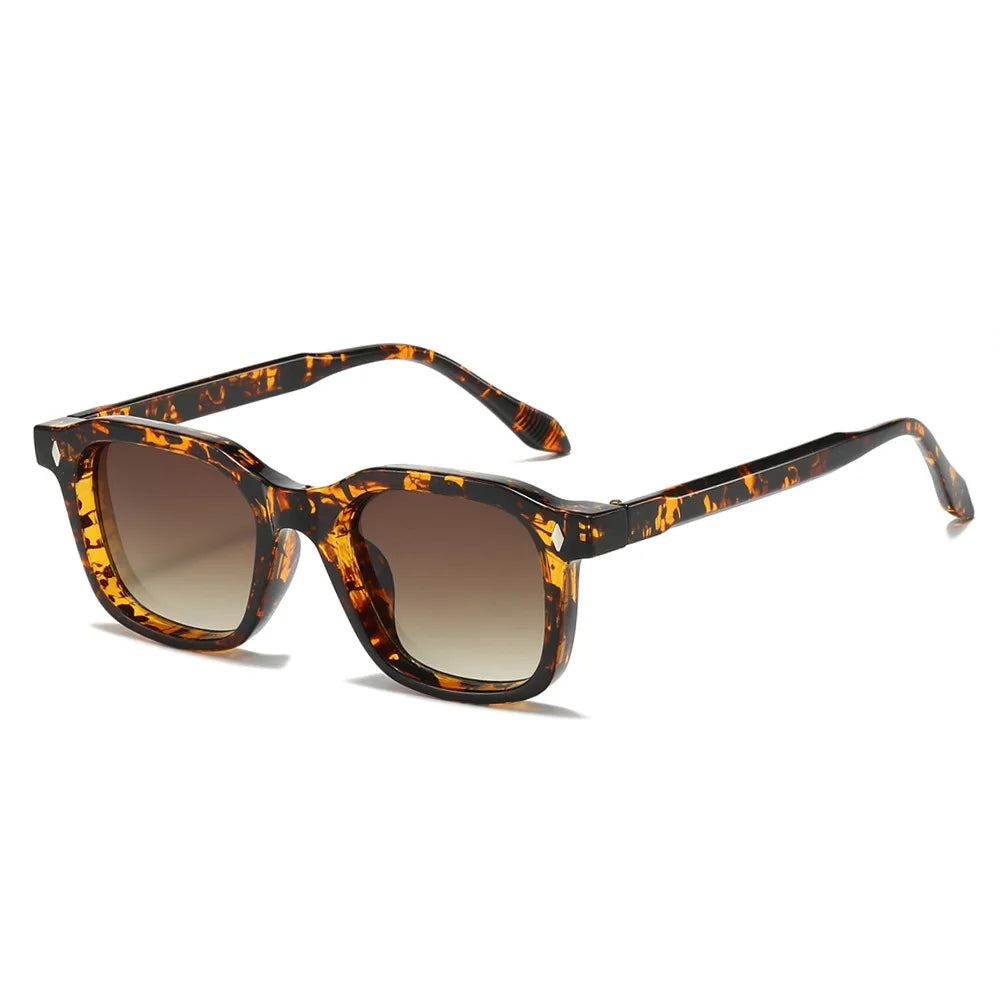 JNPCXI Square Women Fashion Sunglasses Shades UV400 Retro Rivets Clear Gradient Men Trending Sun Glasses