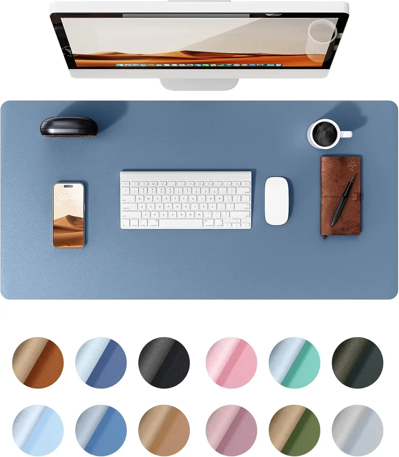 YSAGi Mouse Pad ,Leather Desk Protector, Office Mat, Large Mouse Mat, Non-Slip PU Leather Blotter, Laptop Waterproof Desk Pad