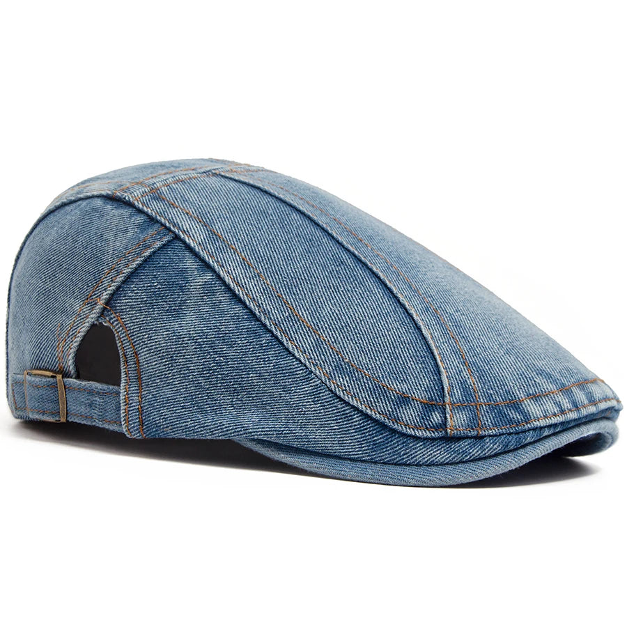 Women's Beret Fashion Denim Vintage Newsboy Cap For Men Summer Solid Washed Flat Caps Casual Female Visor Hat Unisex Adjustable