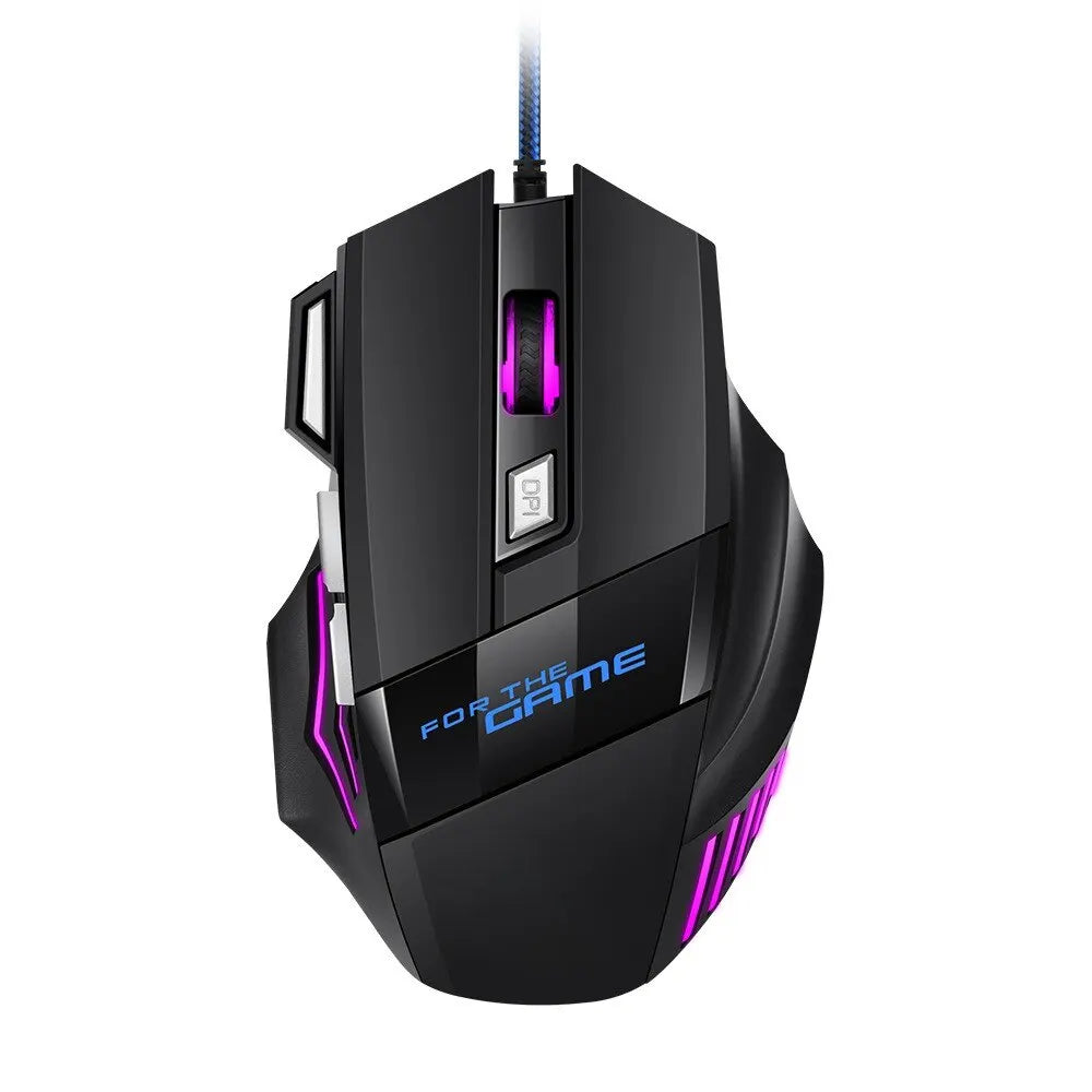PC Hyperspeed USB Gaming Mouse RGB Backlit Ergonomic Mice 7D Esports Wired Mouse