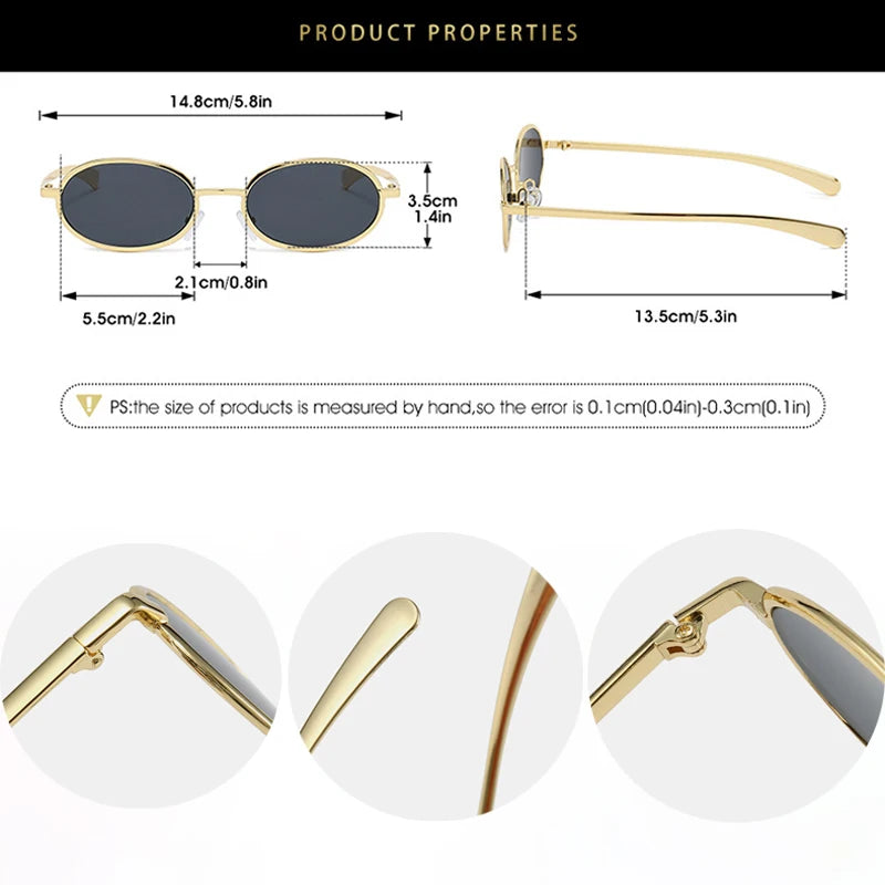 JNPCXI New Retro Small Oval Metal Sunglasses Women Silver Shades UV400 Fashion Gradient Men Punk Sun Glasses